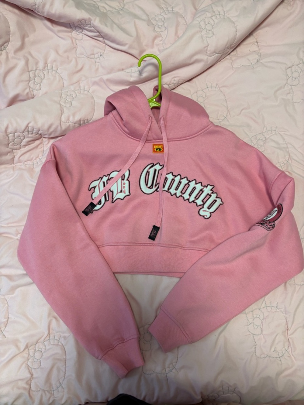 FB County Old School Pink Crop Hoodie